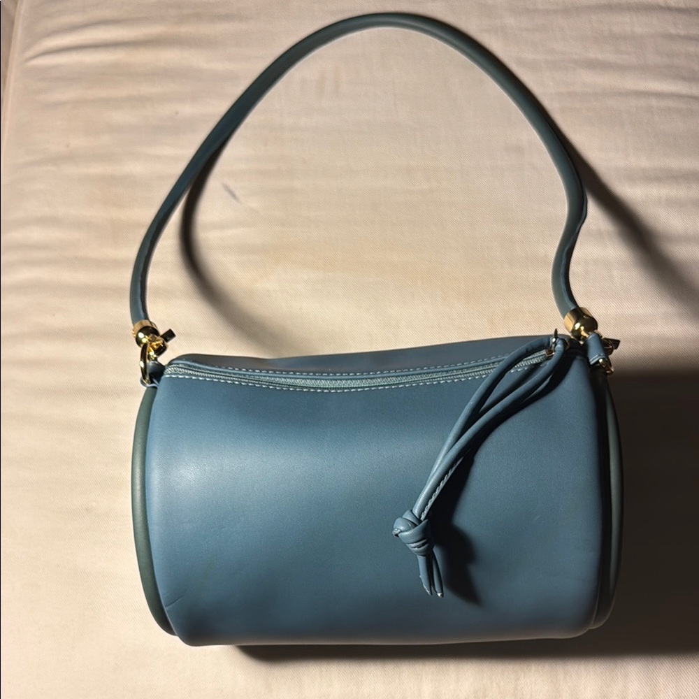 Hozen Vegan Blue Shoulder Duffle  Bag